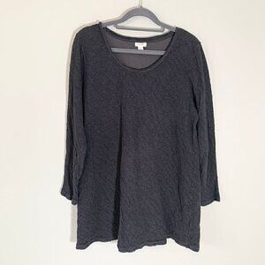 J. Jill dark charcoal textured long lines long sleeve flowy cotton shirt top‎